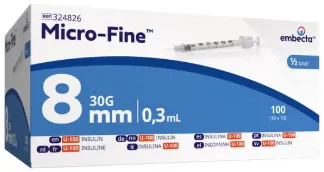 Micro fine insulinspritze 3 - insulinspritze, 0,3